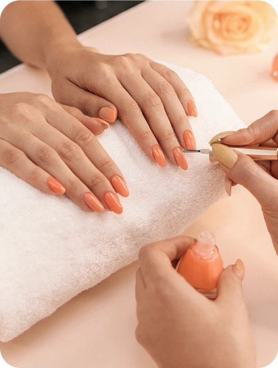 Healthy beautiful manicure manicurist at salon